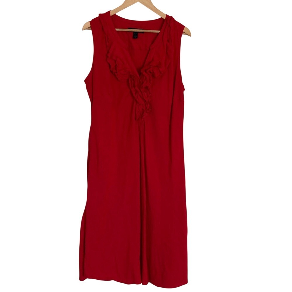 Ashley Stewart Womens Sleeveless Linen Red‎ Midi Dress Size 18W Pullover Coastal